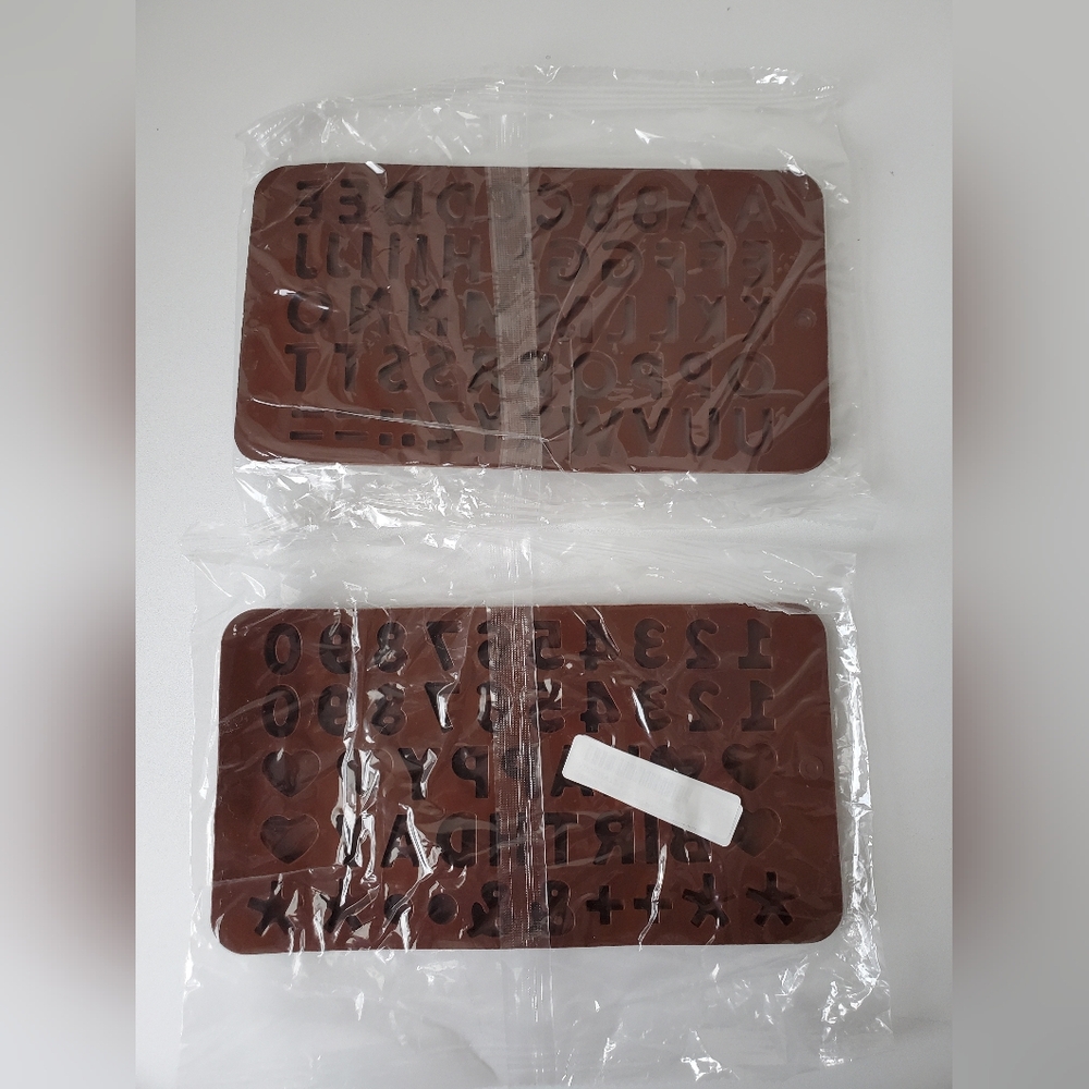 Alphabet, Happy Birthday, Numbers & Symbols Silicone Chocolate Candy Molds NWT - Picture 2 of 6